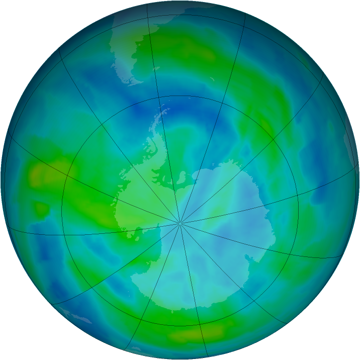 Antarctic ozone map for 14 March 2013